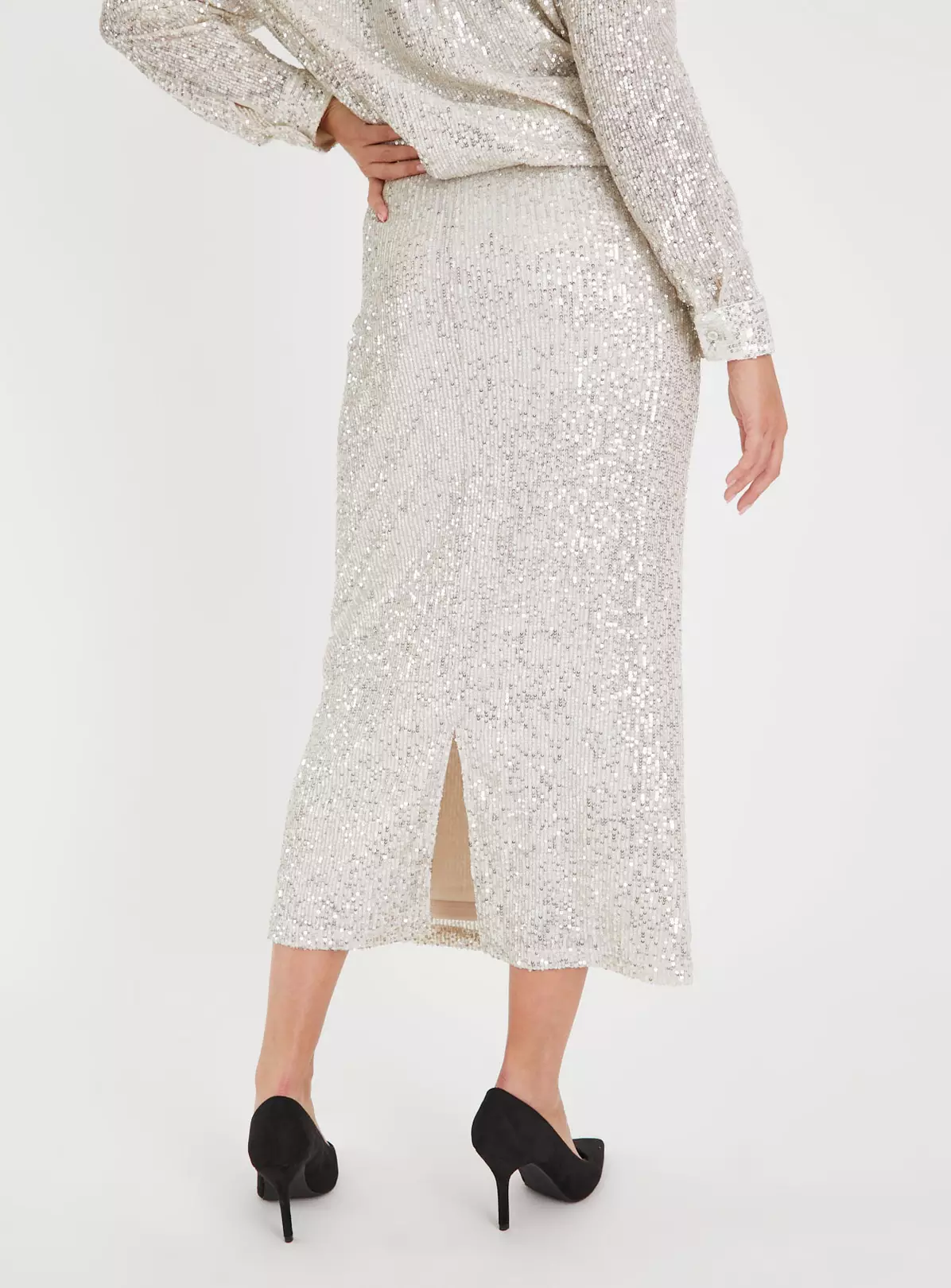 Silver Sequin Pencil Skirt 16 3 Silver Sequin Pencil Skirt 16 - Image 3
