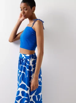 For All The Love Linen Tie Shoulder Coord Cami 8 -Fit In Dress Sales tuc142949289 Blue R Z004A