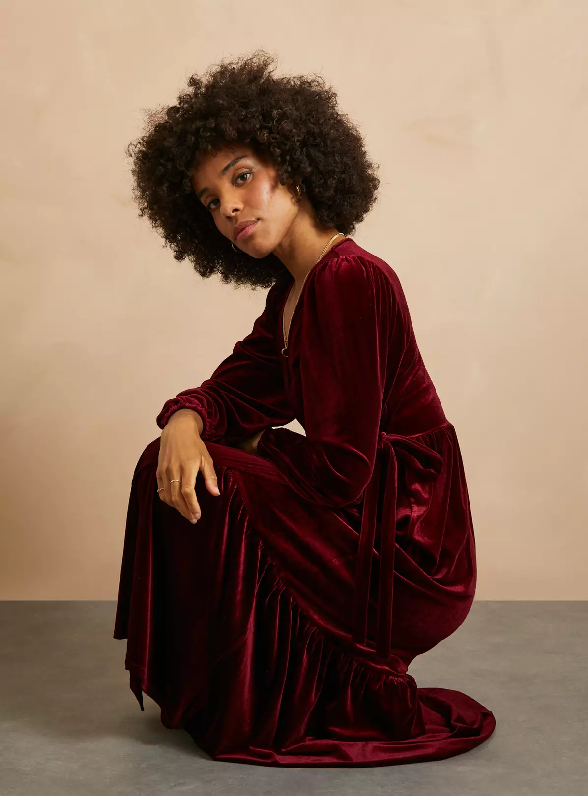 EVERBELLE Dark Red Velvet Wrap Dress 16 1 EVERBELLE Dark Red Velvet Wrap Dress 16