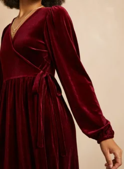 EVERBELLE Dark Red Velvet Wrap Dress 16 6 EVERBELLE Dark Red Velvet Wrap Dress 16 -Fit In Dress Sales tuc143033918 Dark20Red R Z003A