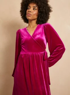 EVERBELLE Pink Velvet Wrap Dress 12 -Fit In Dress Sales tuc143033985 Pink R Z002A