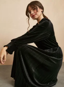 EVERBELLE Black Velvet High Neck Dress 10 -Fit In Dress Sales tuc143035788 Black R Z002A