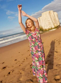 ANORAK Cut Fruit EcoVero Short Sleeve Midi Dress - 6 -Fit In Dress Sales tuc143042603 Purple R Z001A