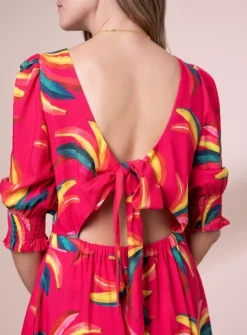 ANORAK Bananas EcoVero Olivia Bow Midi Dress - 8 -Fit In Dress Sales tuc143043569 Pink R Z006A