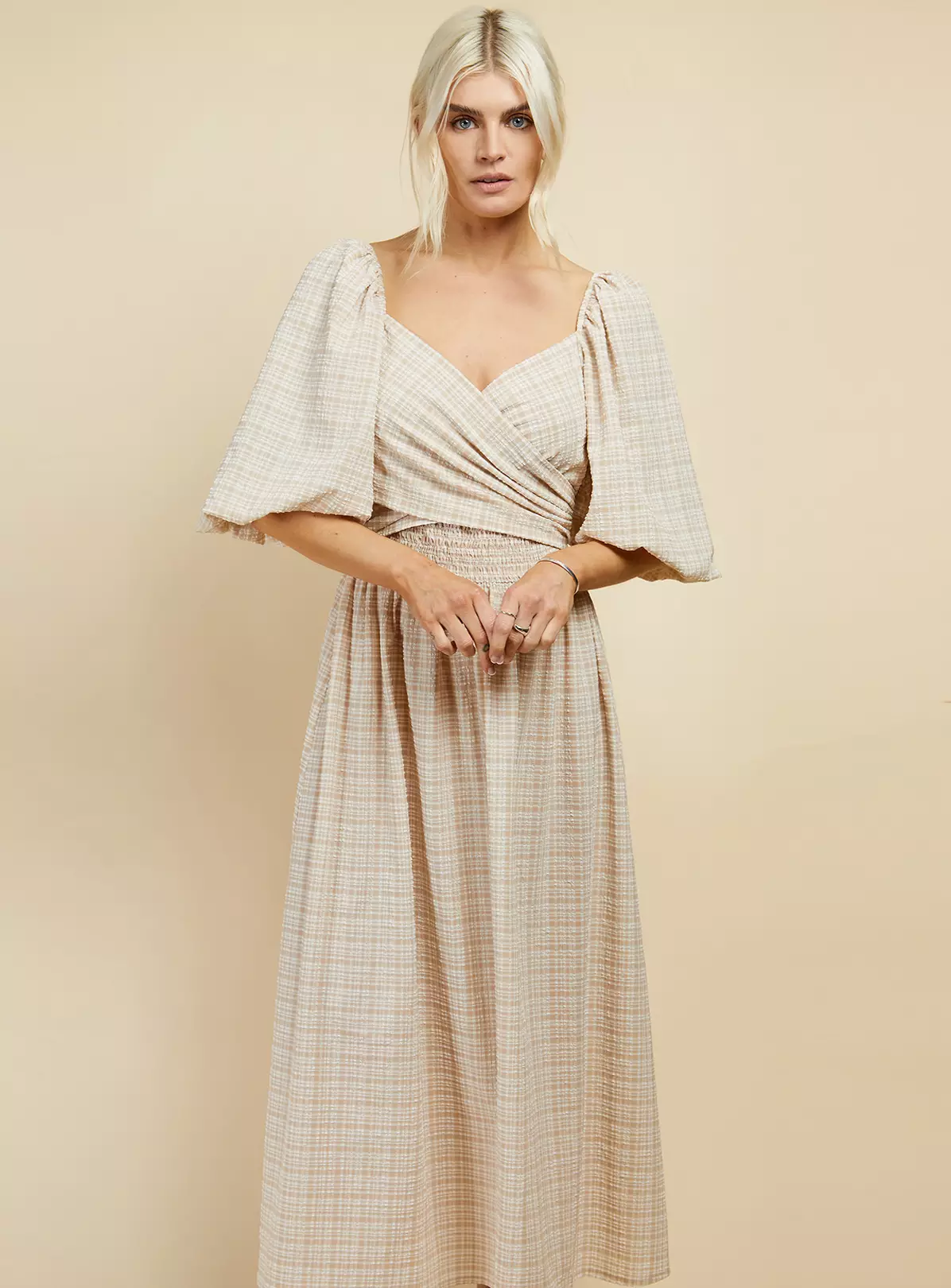 LITTLE MISTRESS Beige Check Midaxi 10 3 LITTLE MISTRESS Beige Check Midaxi 10 - Image 3