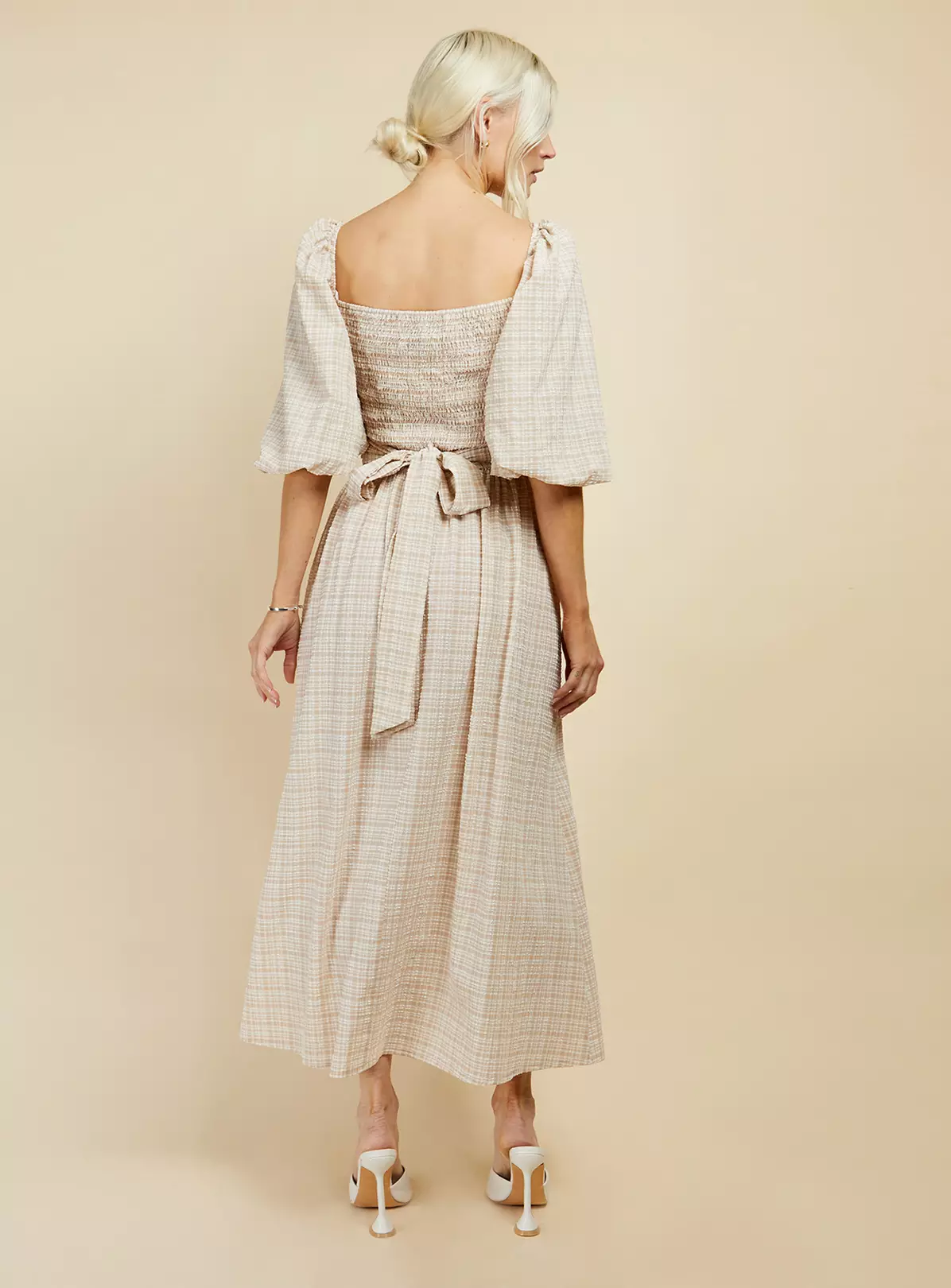 LITTLE MISTRESS Beige Check Midaxi 10 1 LITTLE MISTRESS Beige Check Midaxi 10