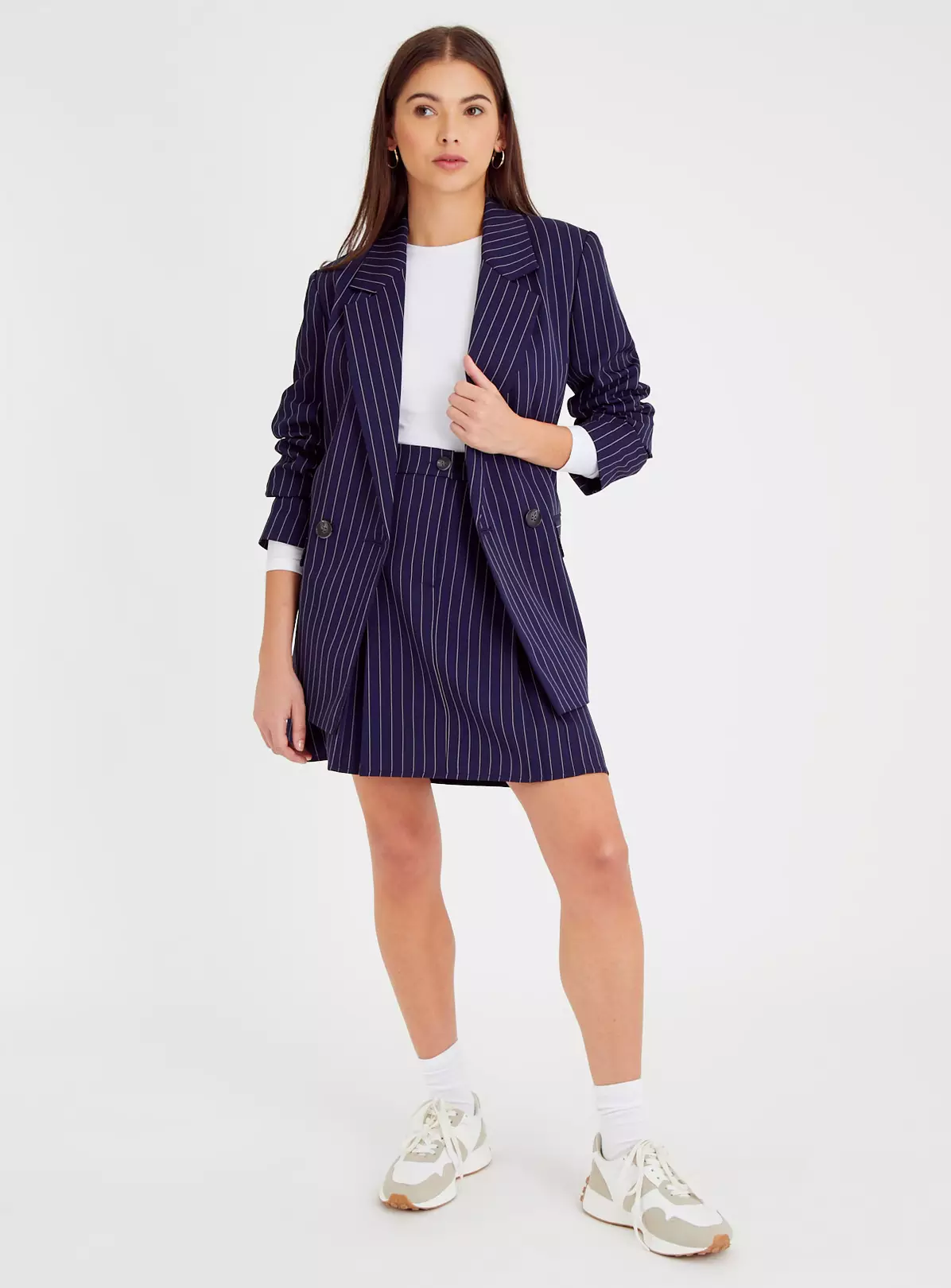 Navy Pinstripe A-Line Skirt 8 1 Navy Pinstripe A-Line Skirt 8