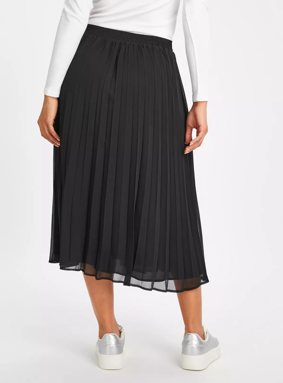 Black Chiffon Pleated Skirt 16 4 Black Chiffon Pleated Skirt 16 - Image 4