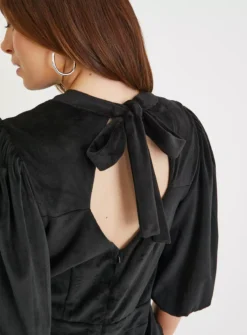 Black Velvet Puff Sleeve Jumpsuit 16 7 Black Velvet Puff Sleeve Jumpsuit 16 -Fit In Dress Sales tuc143111390 Black R Z003A