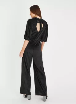 Black Velvet Puff Sleeve Jumpsuit 16 6 Black Velvet Puff Sleeve Jumpsuit 16 -Fit In Dress Sales tuc143111390 Black R Z004A