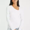 White Asymmetrical Neck Slim Fit Ribbed Top 20