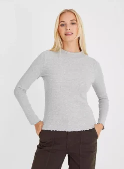 Grey Marl Lettuce Trim Top 18 6 Grey Marl Lettuce Trim Top 18 -Fit In Dress Sales tuc143150170 Grey R Z001A