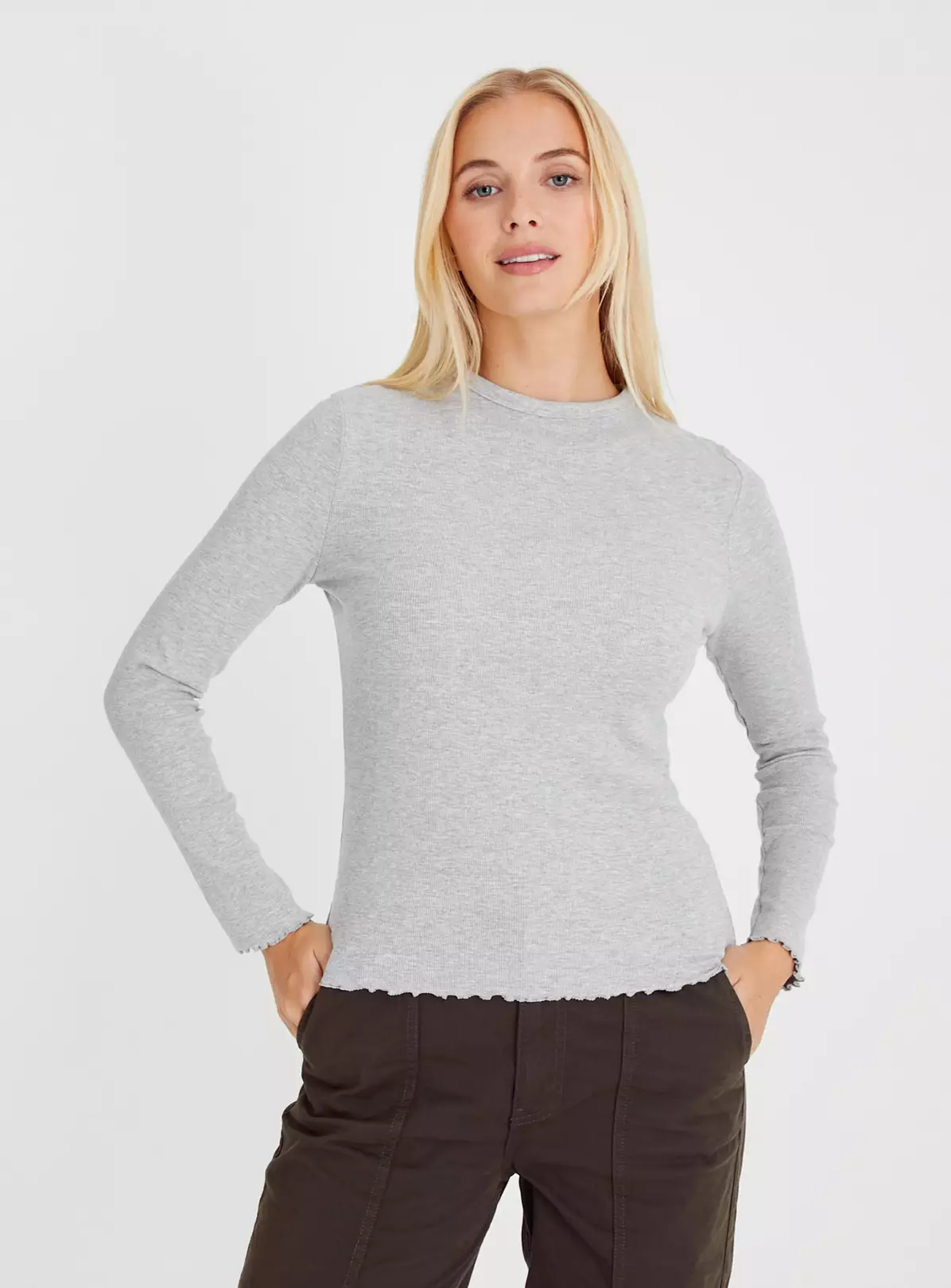 Grey Marl Lettuce Trim Top 18 3 Grey Marl Lettuce Trim Top 18 - Image 3