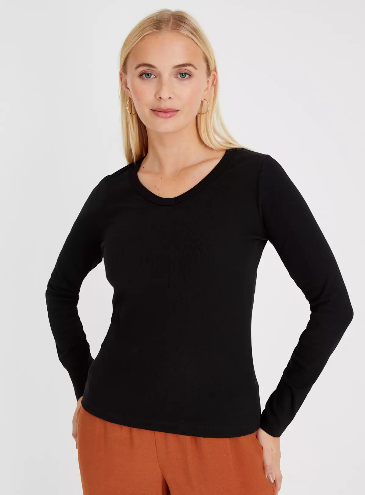 Black V Neck Long Sleeve Top 12 3 Black V Neck Long Sleeve Top 12 - Image 3