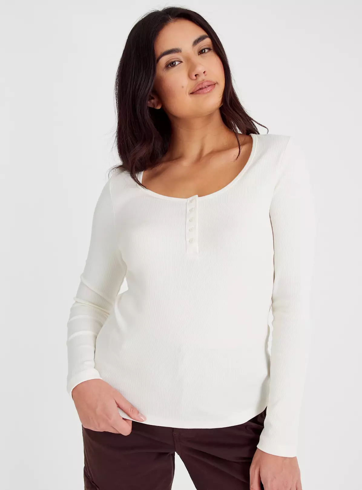 Cream Long Sleeve Henley Top 12 1 Cream Long Sleeve Henley Top 12