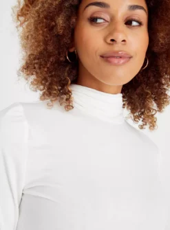 Slim Fit Cream Roll Neck Top 26 -Fit In Dress Sales tuc143152239 Cream R Z003A