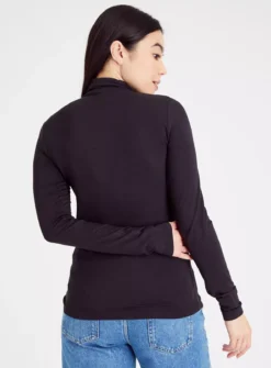 Black Slim Fit Roll Neck Top 10