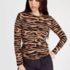 Brown Zebra Print Slim Fit T-Shirt 24