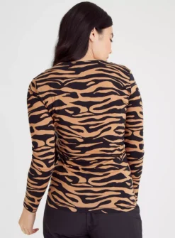 Brown Zebra Print Slim Fit T-Shirt 24 -Fit In Dress Sales tuc143153071 Multi20Coloured R Z003A 1