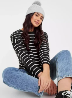 Black Mono Stripe Ponte Top 22