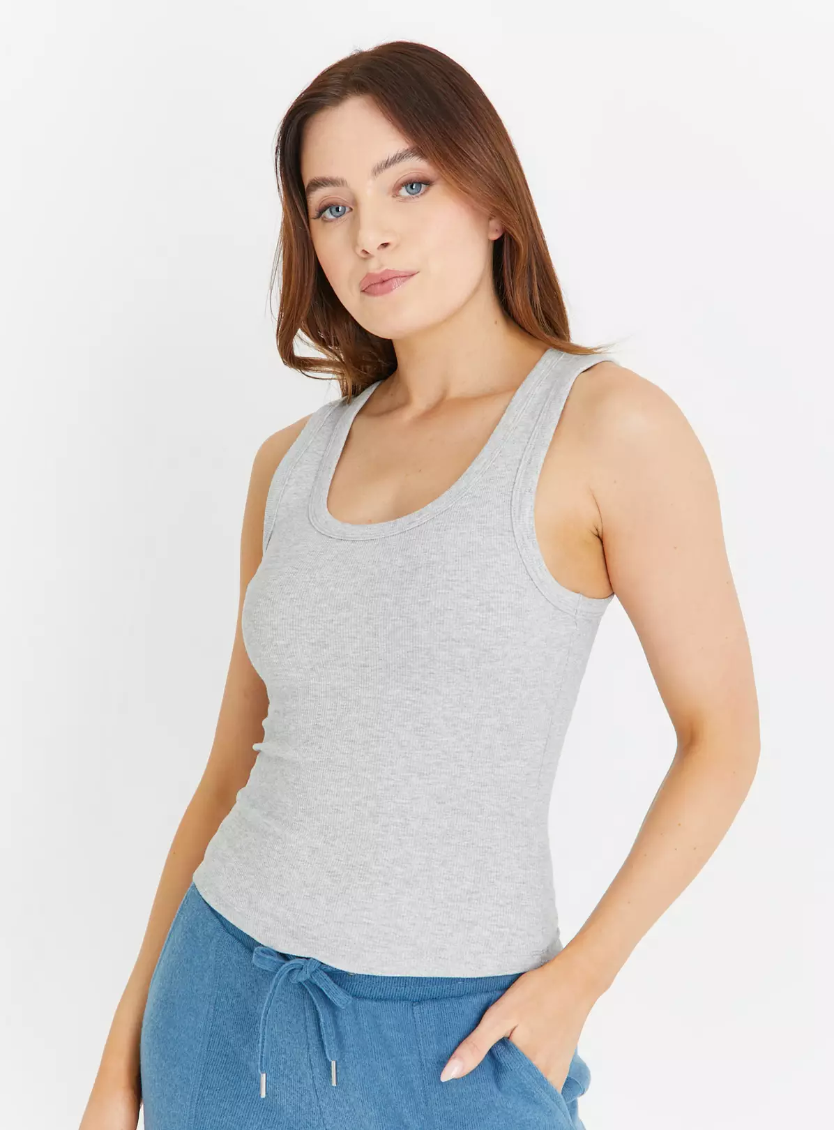 Grey Ribbed Tank Top 16 2 Grey Ribbed Tank Top 16 - Image 2