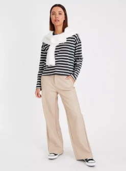 Oversized Navy Stripe Long Sleeve T-Shirt 22 -Fit In Dress Sales tuc143204326 Navy R Z002A