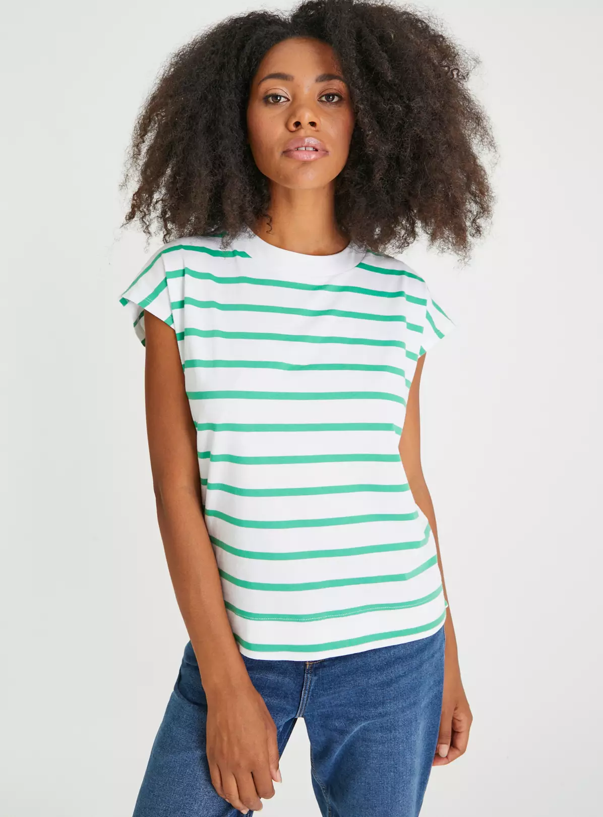 Green Stripe Drop Hem T-Shirt 16 2 Green Stripe Drop Hem T-Shirt 16 - Image 2
