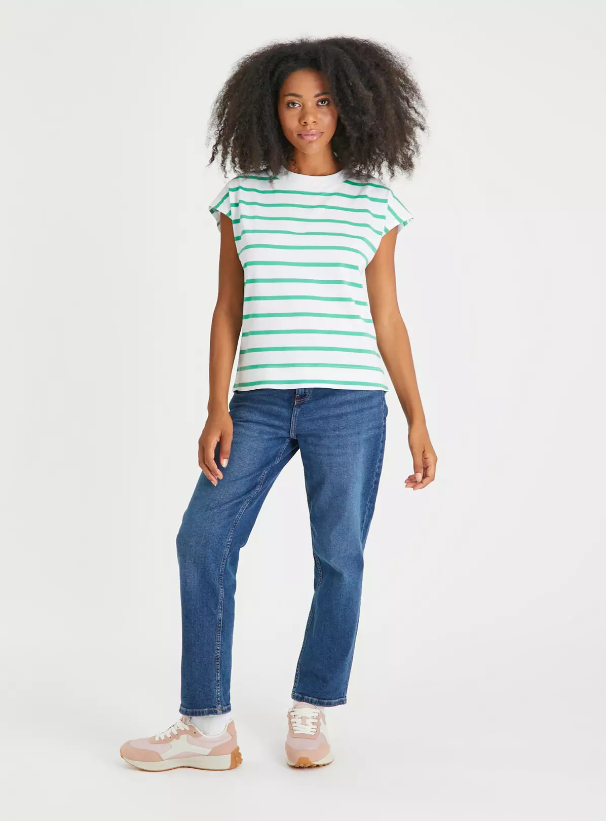 Green Stripe Drop Hem T-Shirt 16 4 Green Stripe Drop Hem T-Shirt 16 - Image 4