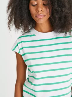 Green Stripe Drop Hem T-Shirt 16 6 Green Stripe Drop Hem T-Shirt 16 -Fit In Dress Sales tuc143219245 Green R Z003A