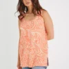 Orange Paisley Print Sleeveless Top 16
