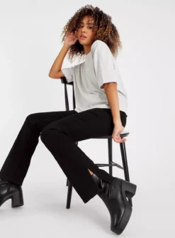 Grey Ribbed Boxy T-Shirt 16 -Fit In Dress Sales tuc143250752 Grey R Z002A