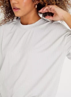 Grey Ribbed Boxy T-Shirt 12 -Fit In Dress Sales tuc143250752 Grey R Z003A 1
