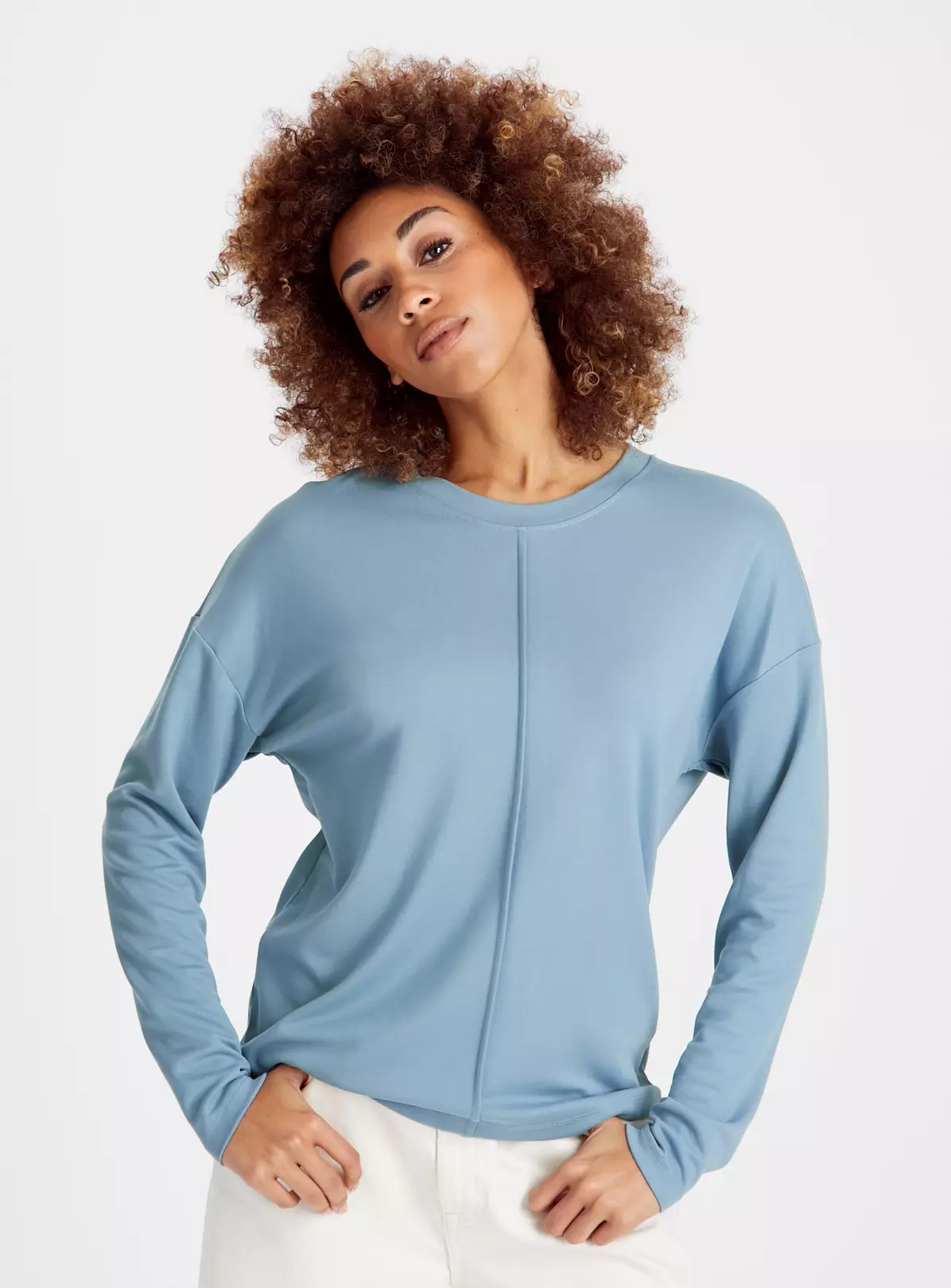 Blue Long Sleeve Ponte Top 14 4 Blue Long Sleeve Ponte Top 14 - Image 4