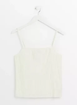 White Square Neck Plisse Cami 24 -Fit In Dress Sales tuc143261671 White R Z004A 1