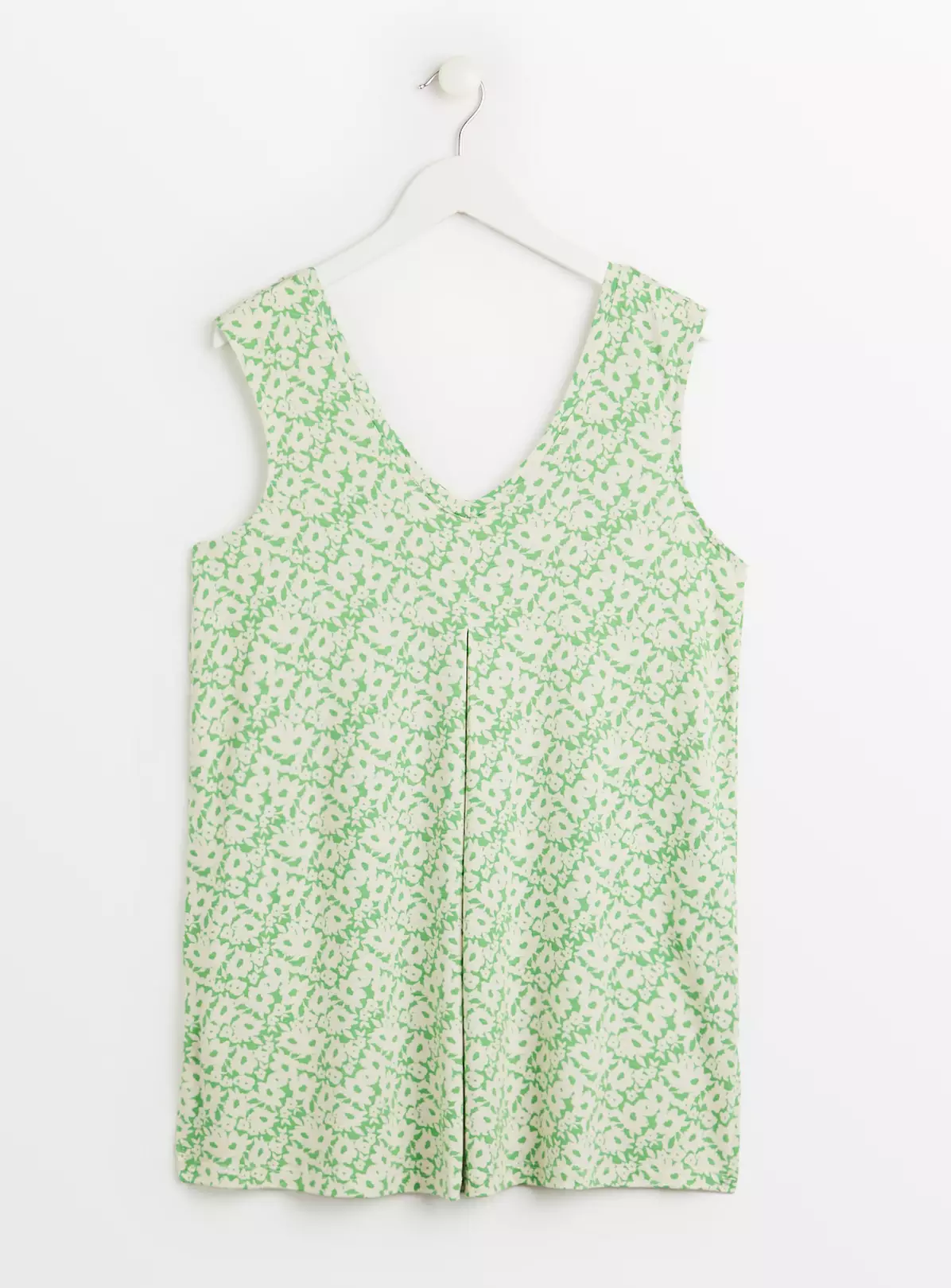 Green Floral V-Neck & Front Longline Vest Top 14 5 Green Floral V-Neck & Front Longline Vest Top 14 - Image 5