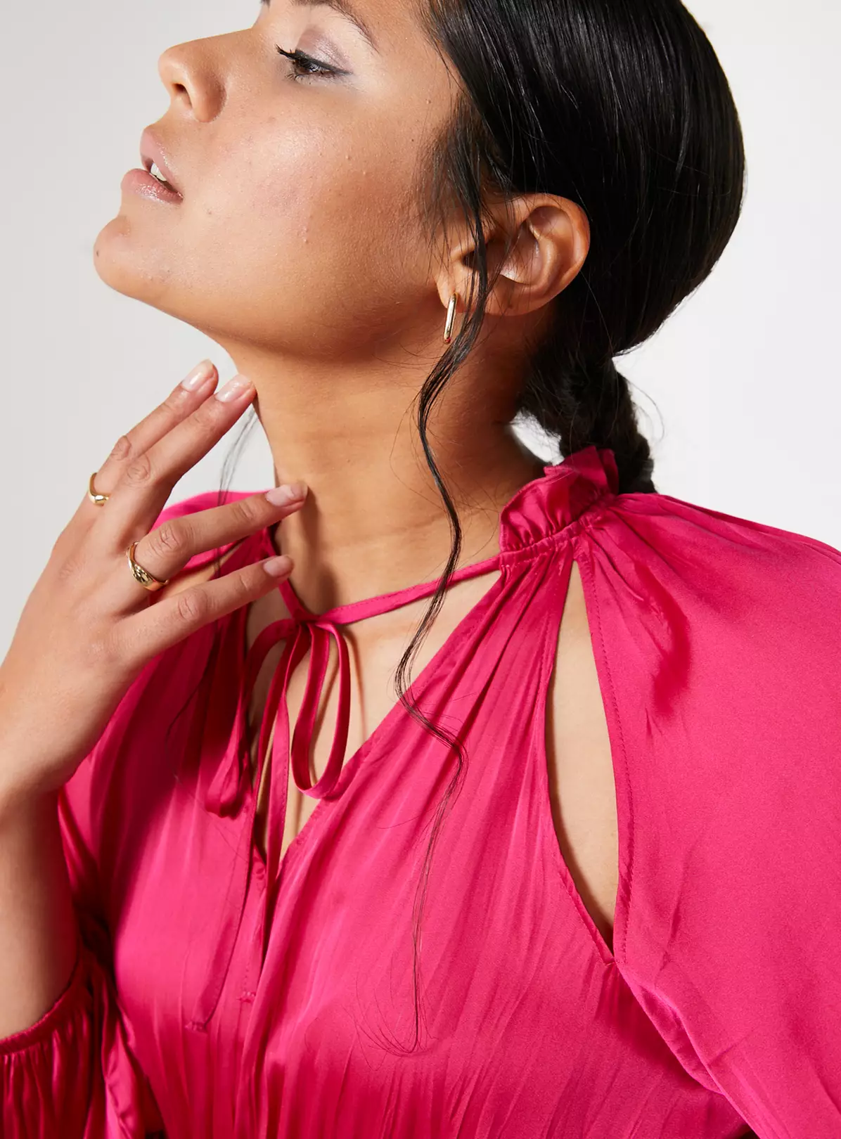 For All The Love Red Crushed Floaty Satin Tie Front Midaxi Dress 6 2 For All The Love Red Crushed Floaty Satin Tie Front Midaxi Dress 6 - Image 2