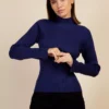 VOGUE WILLIAMS Navy Rib Knit Top XL