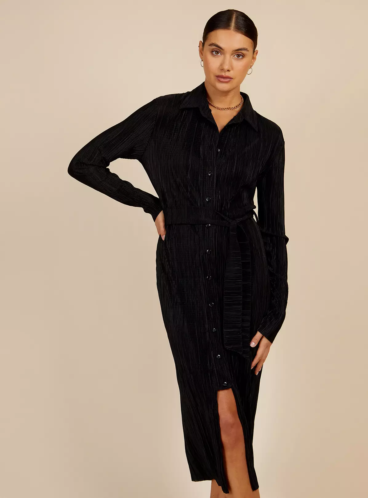 VOGUE WILLIAMS Black Plisse Midi Dress 16 6 VOGUE WILLIAMS Black Plisse Midi Dress 16 - Image 6