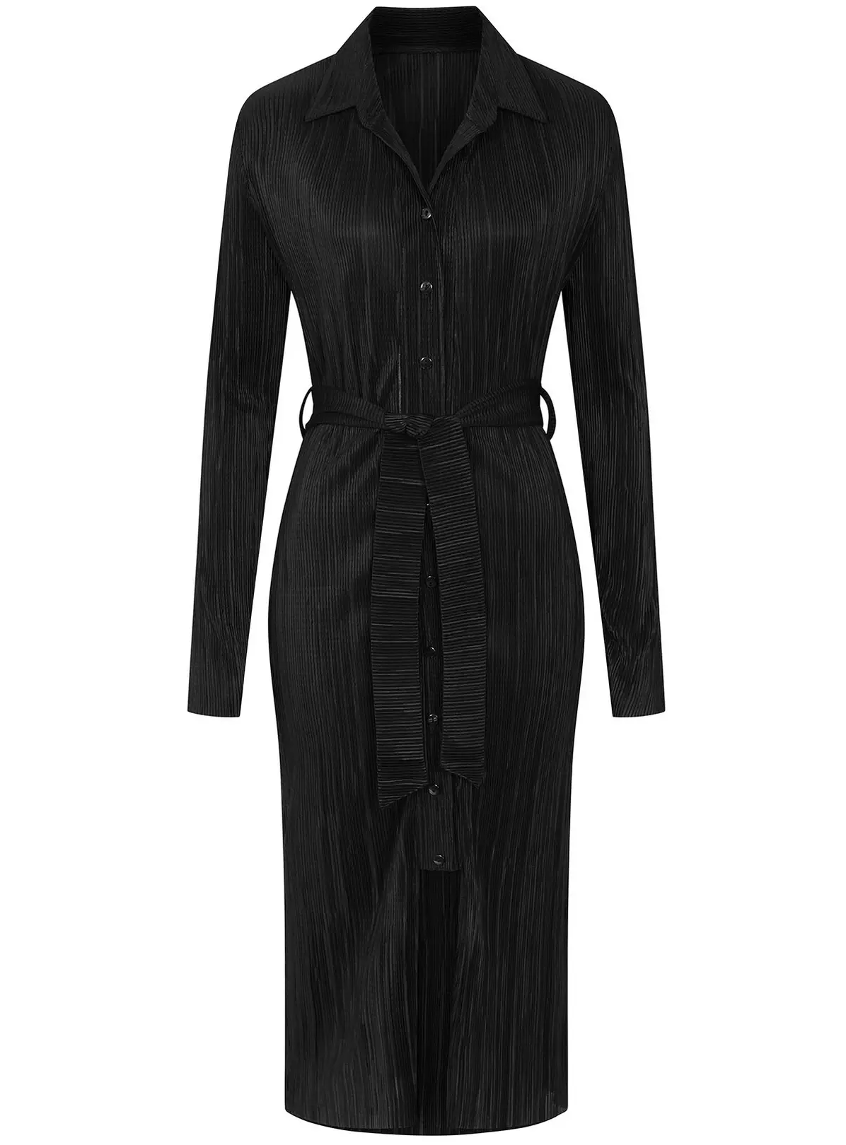 VOGUE WILLIAMS Black Plisse Midi Dress 10 2 VOGUE WILLIAMS Black Plisse Midi Dress 10 - Image 2