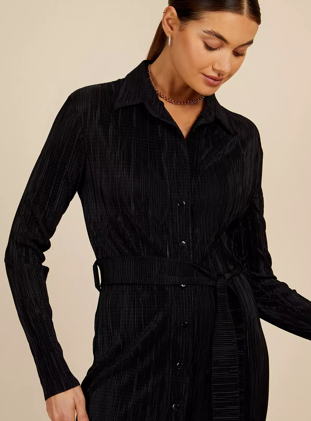 VOGUE WILLIAMS Black Plisse Midi Dress 16 3 VOGUE WILLIAMS Black Plisse Midi Dress 16 - Image 3