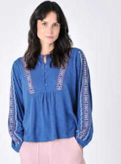 BURGS Meshaw Emd Smock Top 18 -Fit In Dress Sales tuc143327561 Blue R Z001A