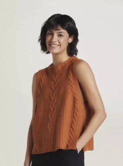THOUGHT Ayla Organic Cotton Fluffy Knitted Vest 16 -Fit In Dress Sales tuc143346375 Brown R Z004A 1