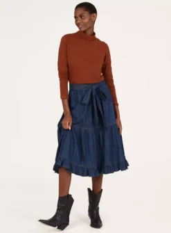 THOUGHT Asterope Organic Cotton Chambray Midi Skirt 18 10 THOUGHT Asterope Organic Cotton Chambray Midi Skirt 18 -Fit In Dress Sales tuc143347001 Blue R Z006A