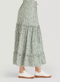 THOUGHT Mapel Lenzing EcoVero Tiered Maxi Skirt 6 9 THOUGHT Mapel Lenzing EcoVero Tiered Maxi Skirt 6 -Fit In Dress Sales tuc143347431 Green R Z004A 1