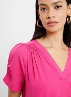 FRENCH CONNECTION Crepe Light V Neck Top XS 6 FRENCH CONNECTION Crepe Light V Neck Top XS -Fit In Dress Sales tuc143405232 Pink R Z001A