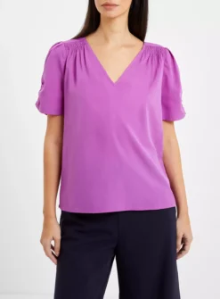 FRENCH CONNECTION Crepe Light V Neck Top S 7 FRENCH CONNECTION Crepe Light V Neck Top S -Fit In Dress Sales tuc143405321 Purple R Z001A