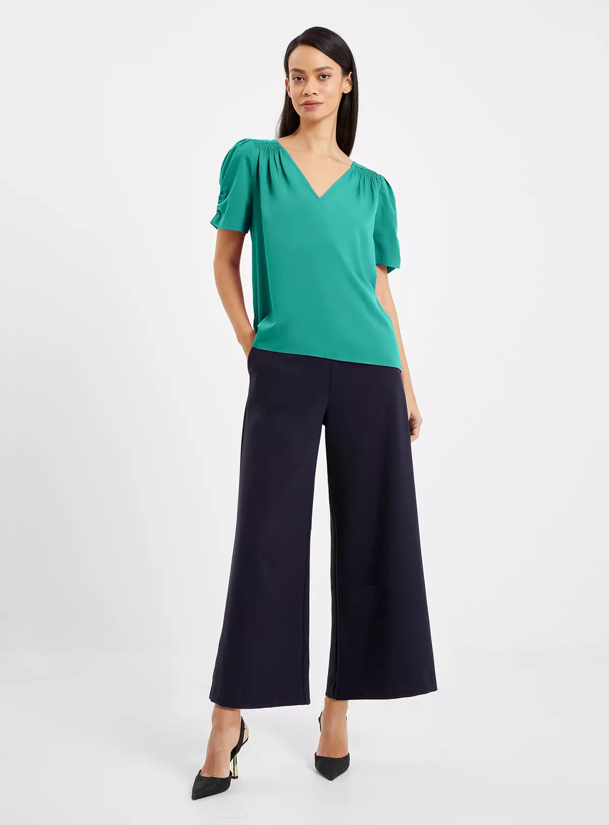 FRENCH CONNECTION Crepe Light V Neck Top M 3 FRENCH CONNECTION Crepe Light V Neck Top M - Image 3