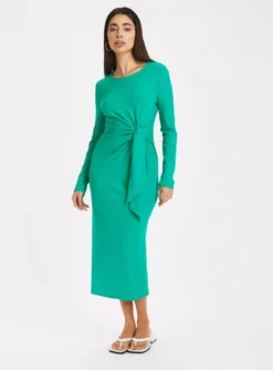 Green Tie Detail Jersey Dress 14