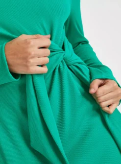 Green Tie Detail Jersey Dress 14 -Fit In Dress Sales tuc143423916 Green R Z003A