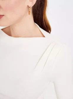 Cream Ruched Slash Neck Top 16